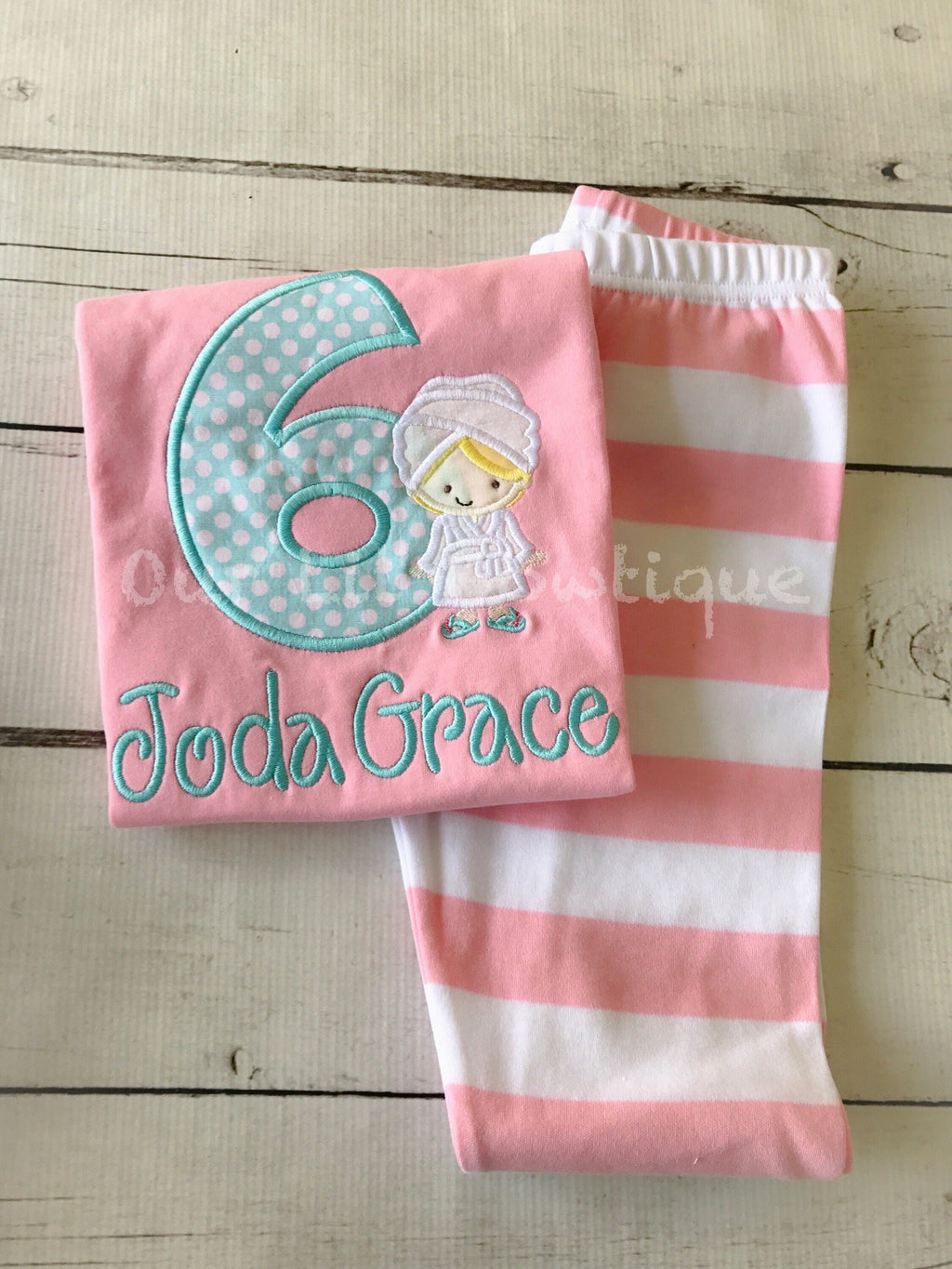 Personalized Spa Day Birthday Applique Shirt