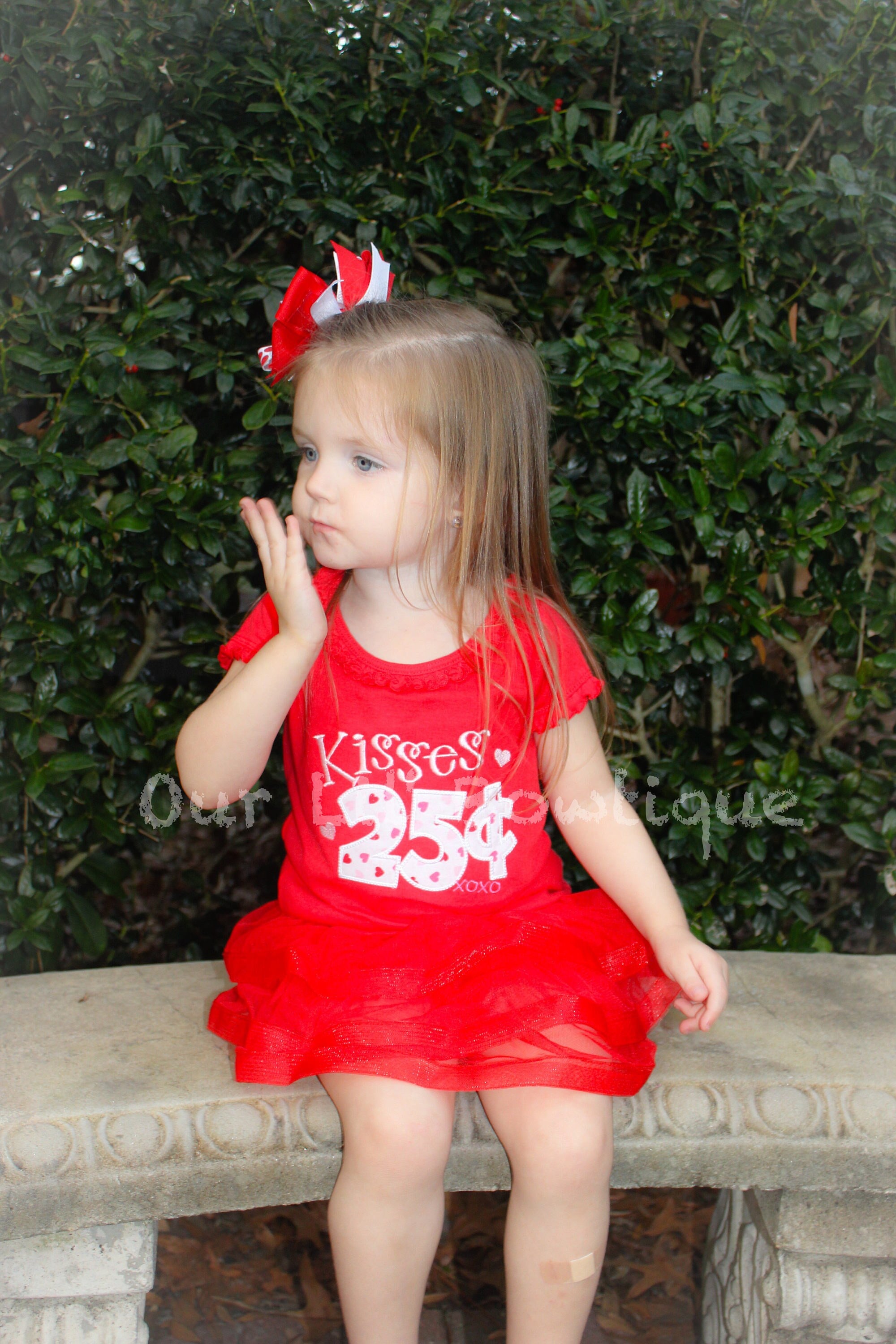 Valentine's Day Shirt: Kisses 25 Cents Appliqué - Personalized Girls Shirt
