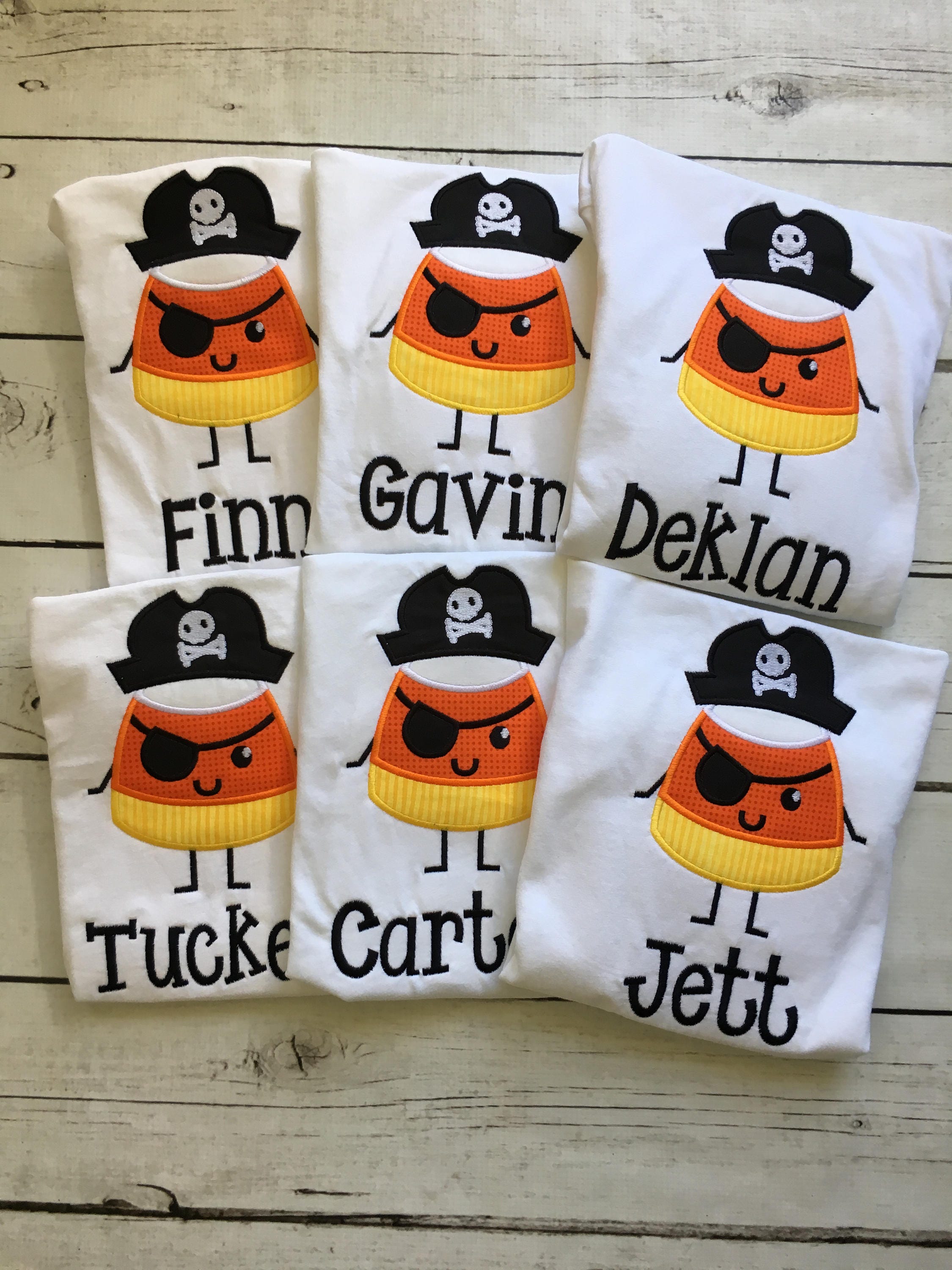 Candy Corn Pirate Applique Halloween Shirt - Personalized
