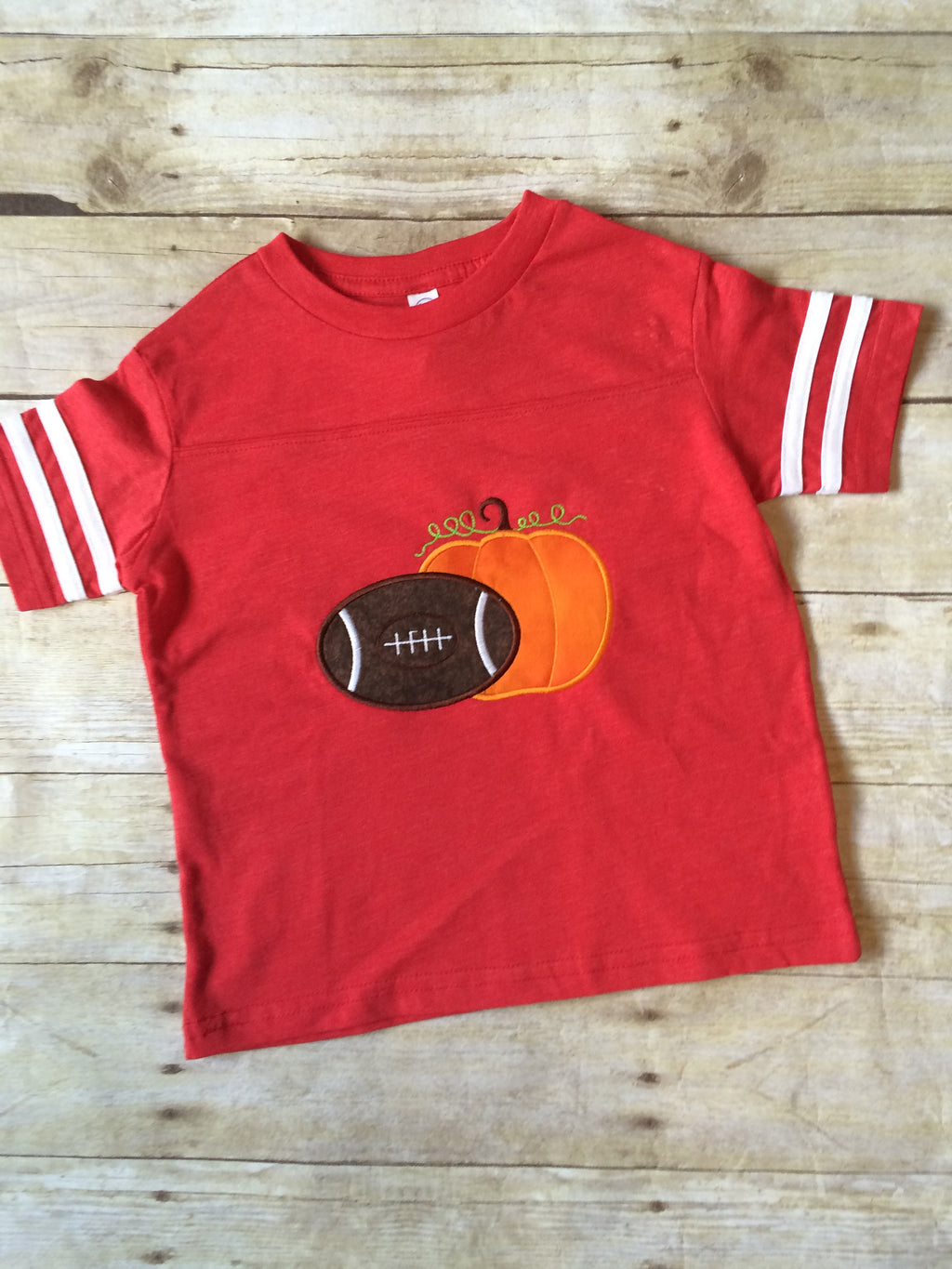 Personalized Boys Football Shirt: Embroidered Pumpkin Halloween Tee