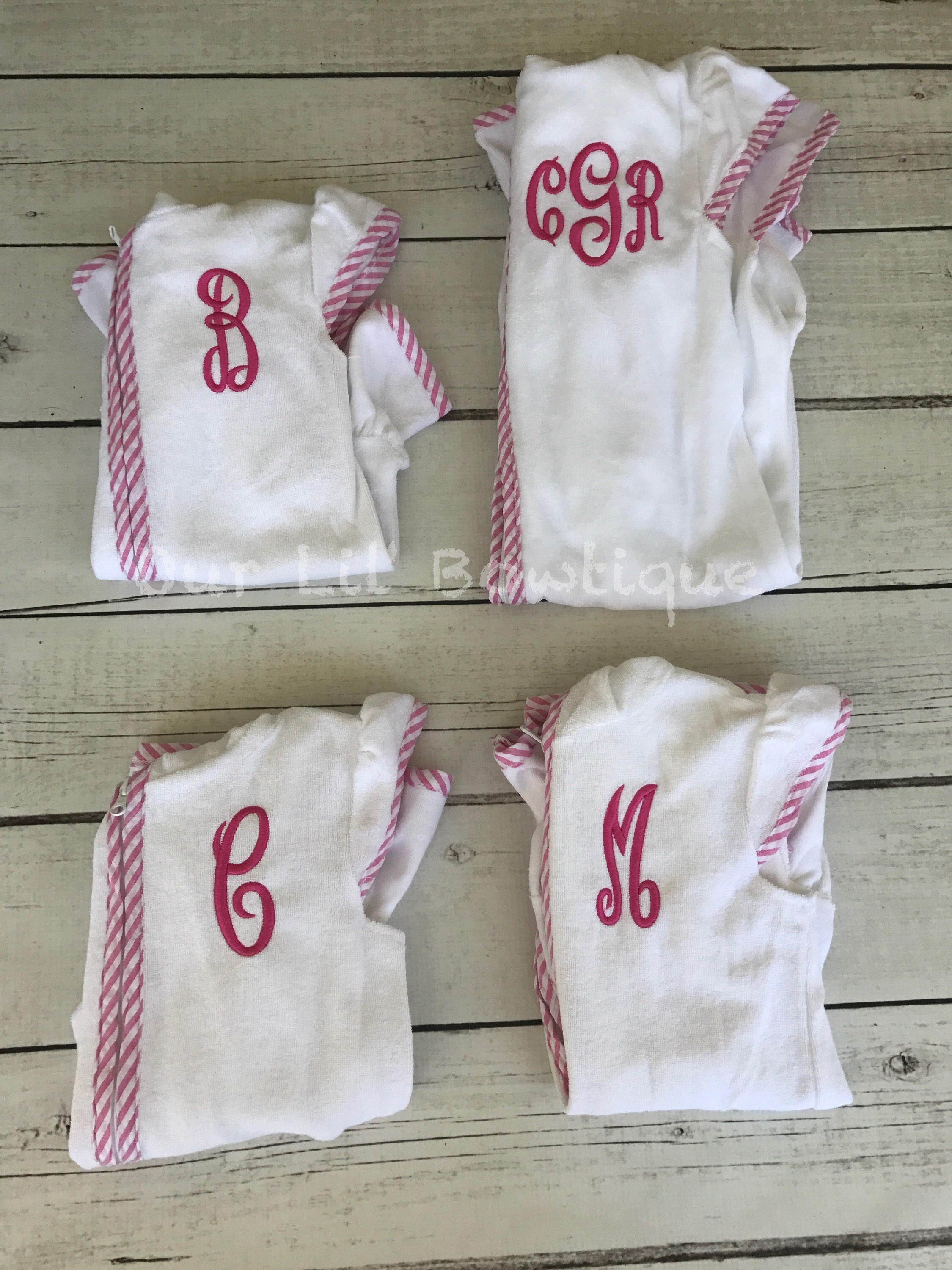 Personalized Terry Cloth Girl's Cover-Up: Pink Seersucker Trim, Monogrammed