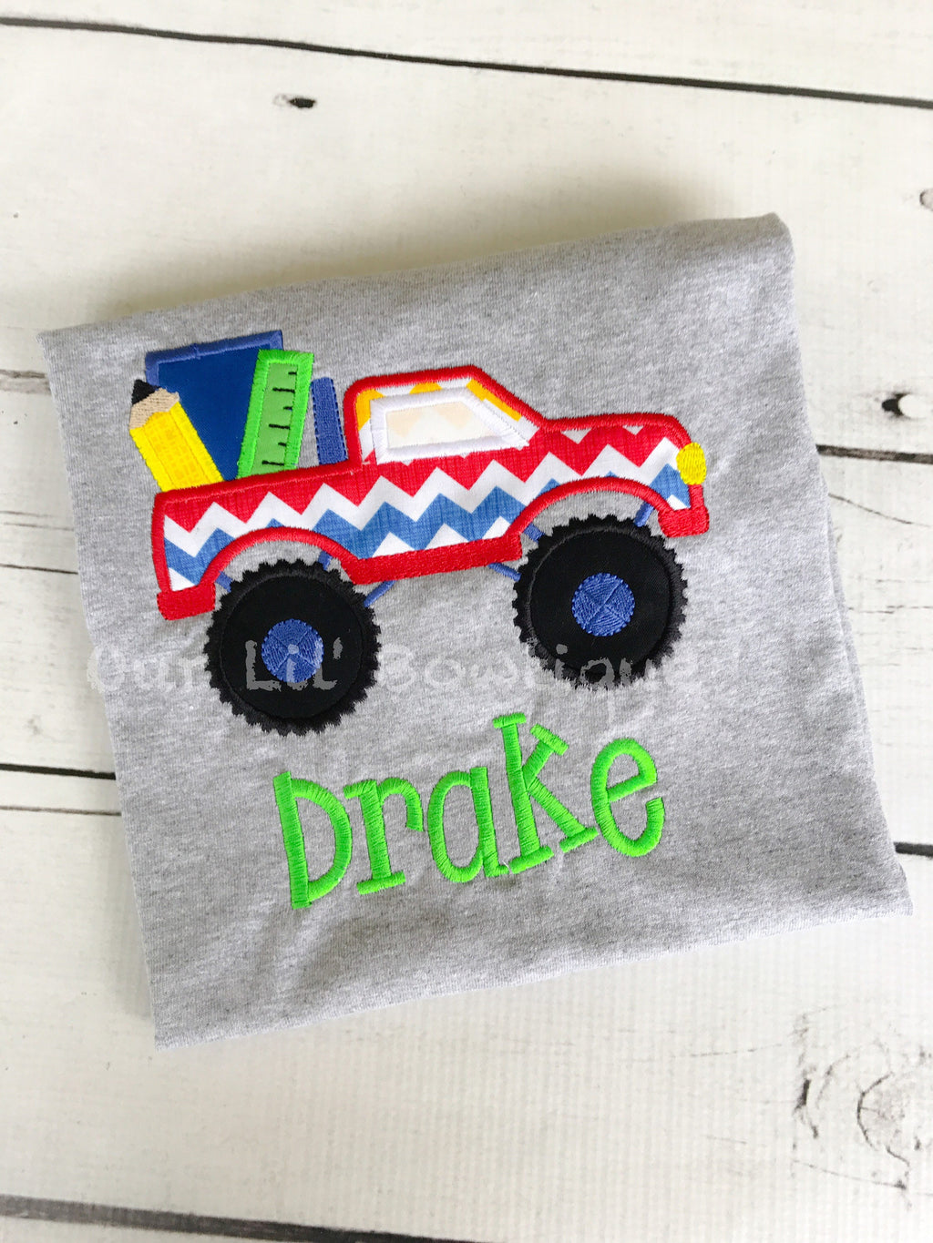Embroidered School Truck Shirt: Back to School Outfit
