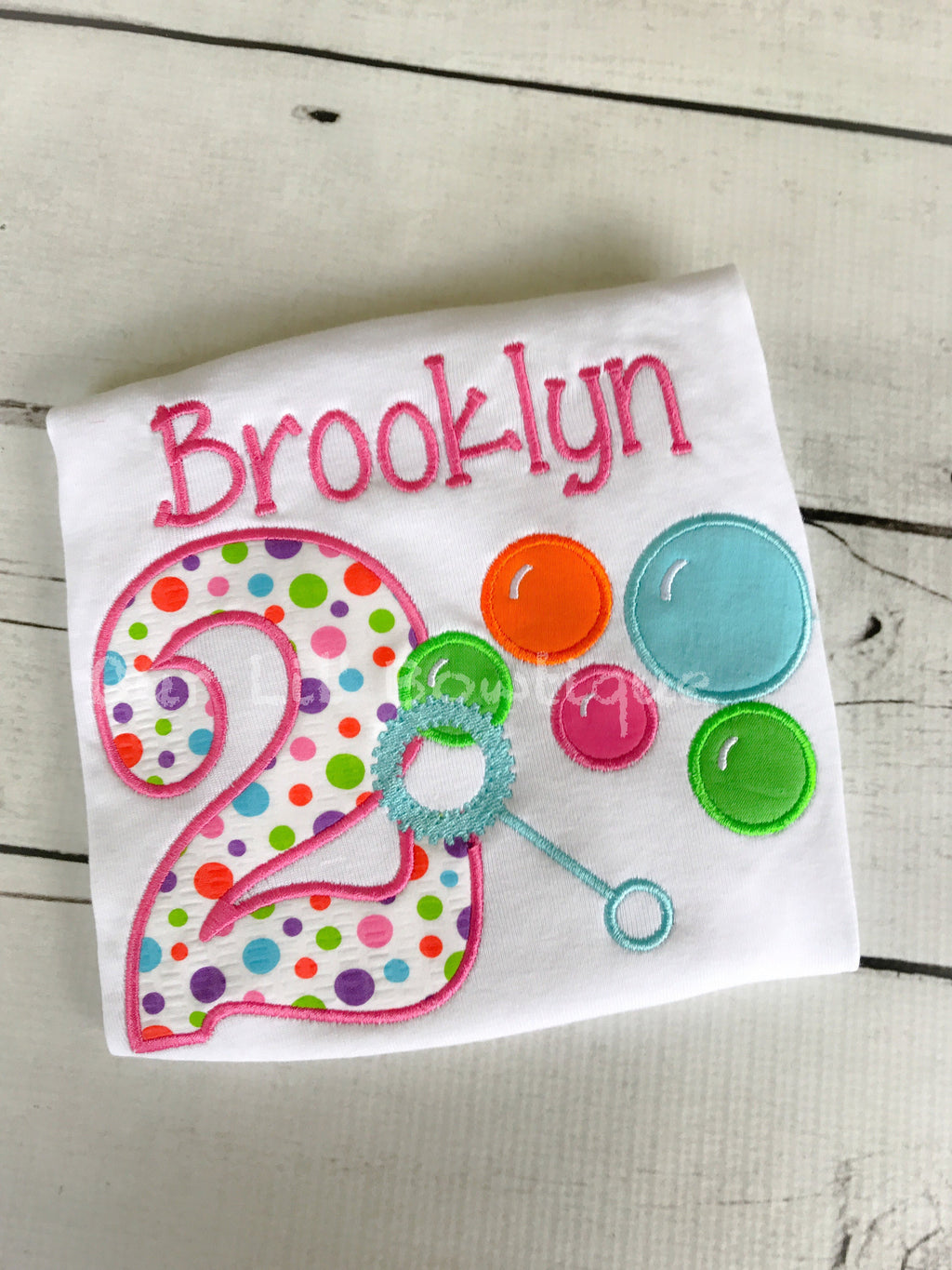 Personalized Bubble Birthday Shirt: Wand & Colorful Bubbles