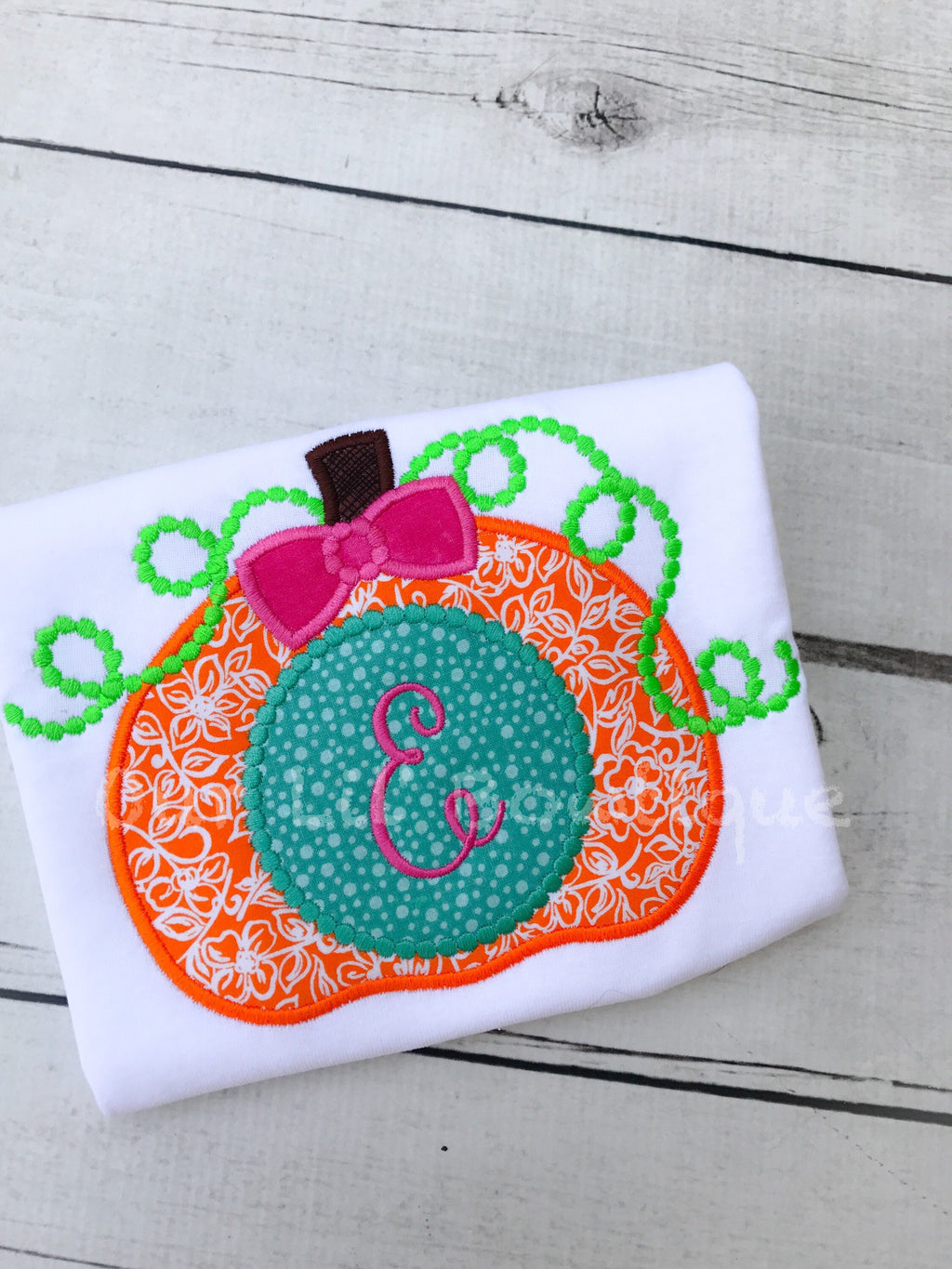 Monogram Pumpkin Appliqué Shirt - Girls Halloween Birthday Fall Shirt