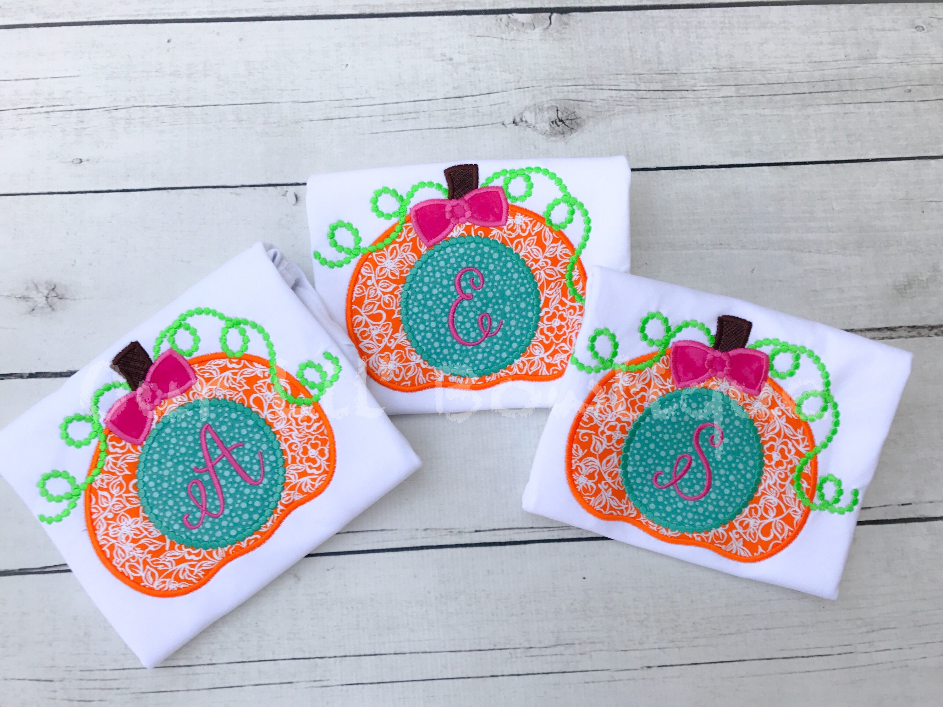 Monogram Pumpkin Appliqué Shirt - Girls Halloween Birthday Fall Shirt