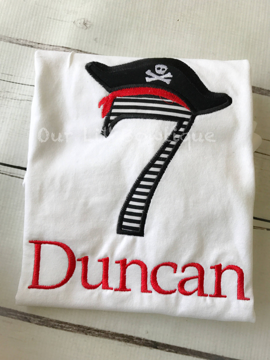 Personalized Pirate Birthday Shirt: Embroidered Number & Name