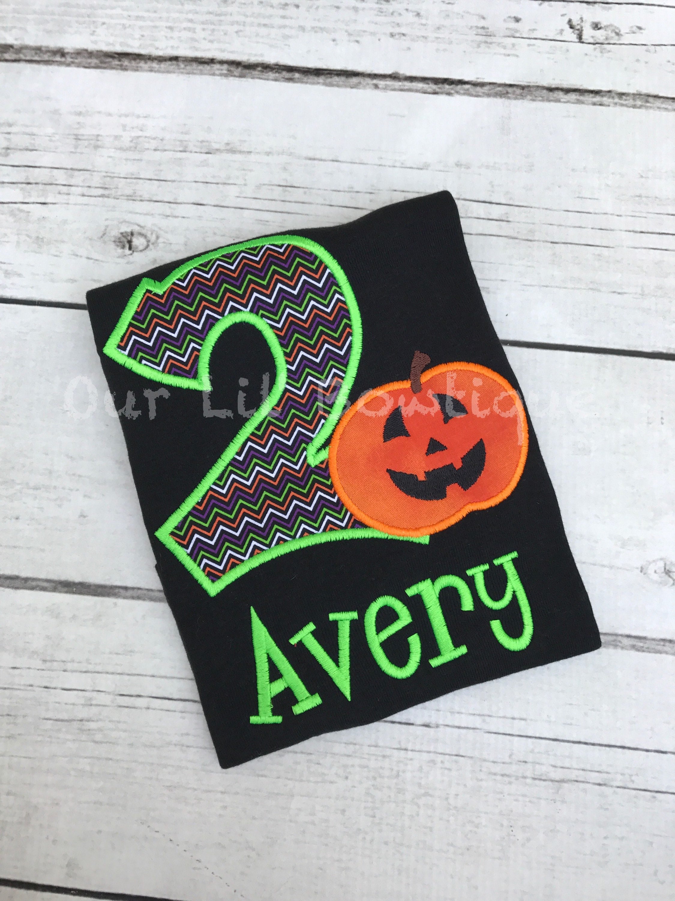 Personalized Halloween Birthday Shirt: Pumpkin Appliqué, Custom Age