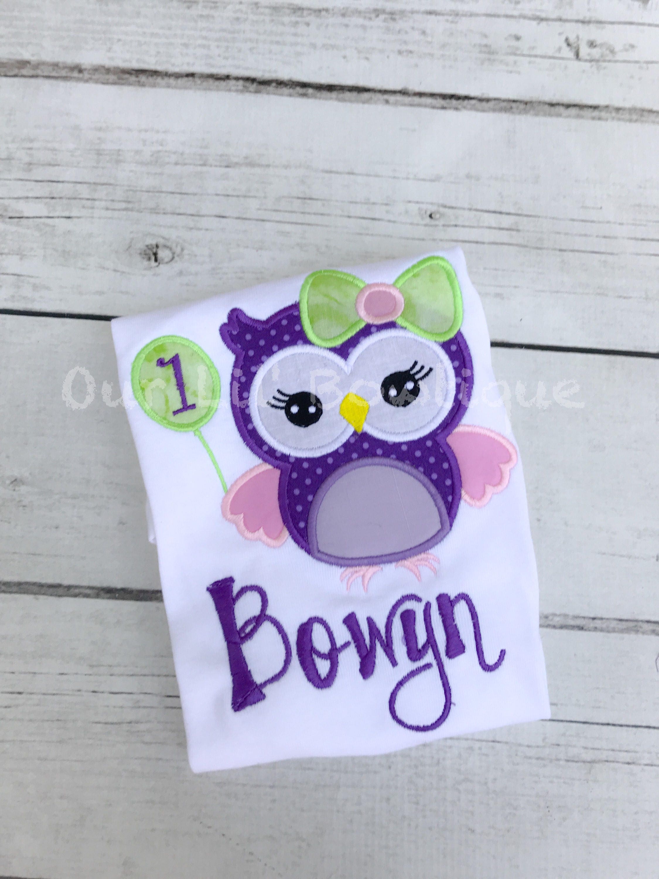Personalized Owl Birthday Appliqué Shirt - Custom Name & Age