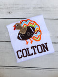 Embroidered Turkey Football Shirt: Boys Thanksgiving Outfit