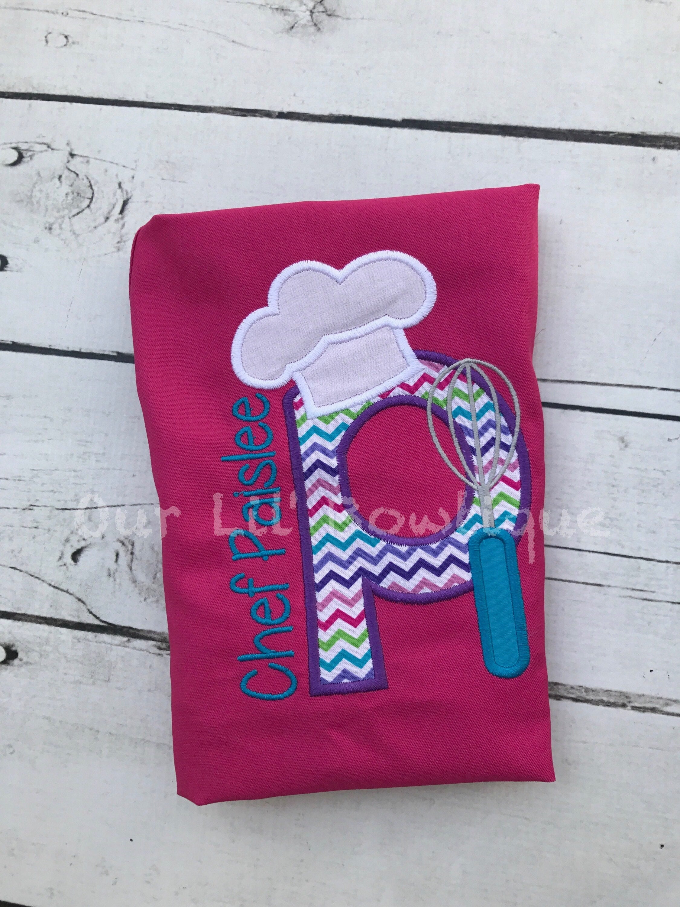 Personalized Kids Chef Apron: Letter Appliqué, Toddler Baking Gift