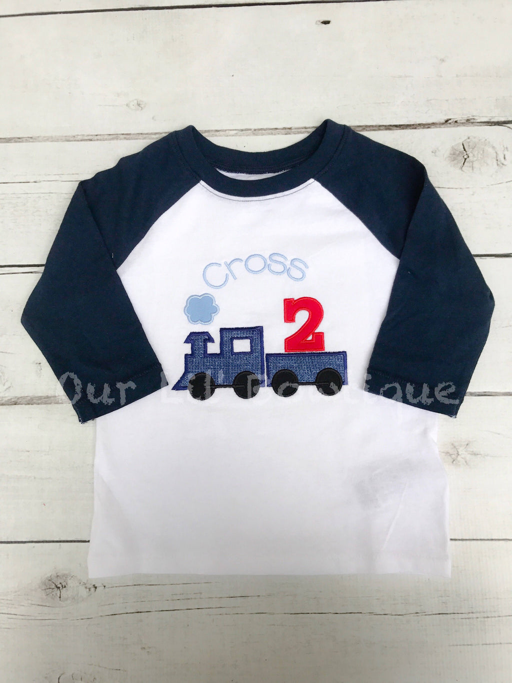 Personalized Train Birthday Raglan Shirt - Custom Colors