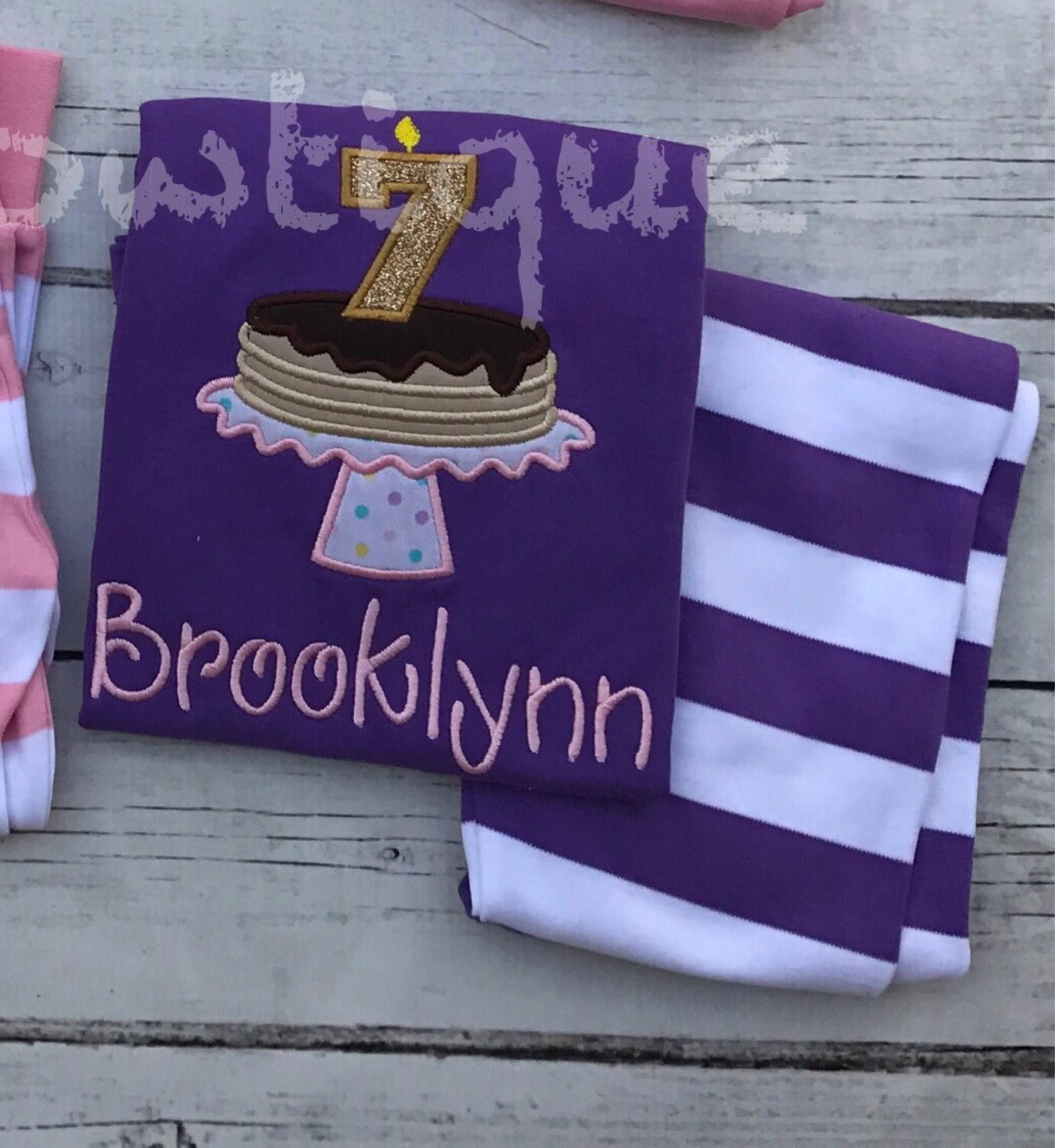 Personalized Pancake Birthday Shirt: Lavender Applique Party Outfit
