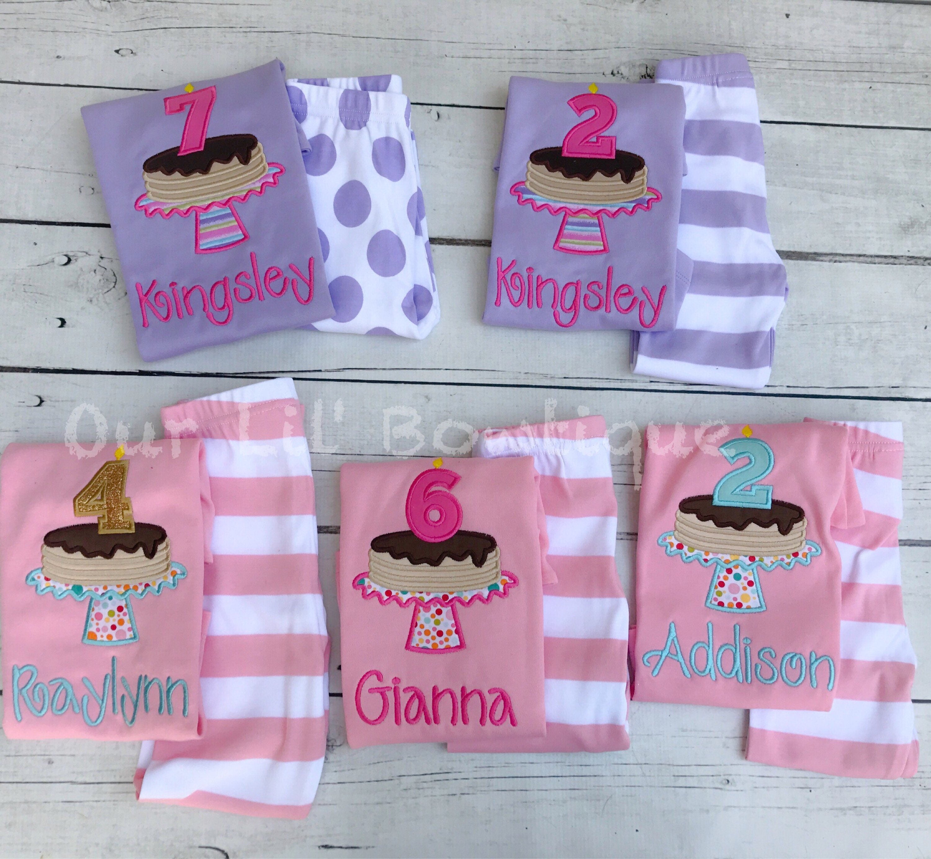 Personalized Pancake Birthday Shirt: Lavender Applique Party Outfit