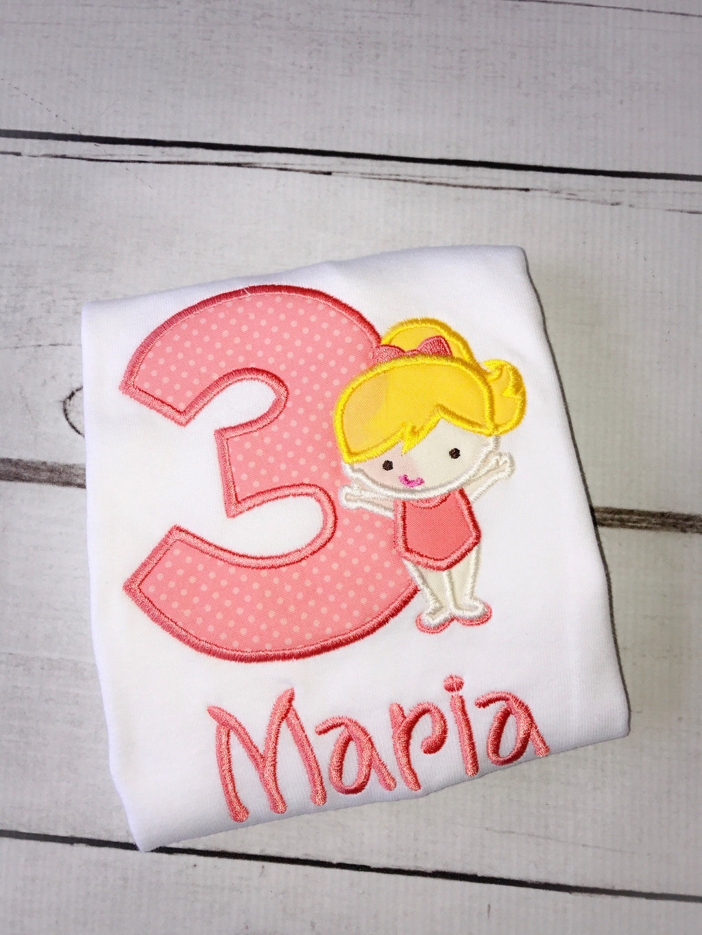 Gymnastics Birthday Shirt: Appliqued Personalized Outfit