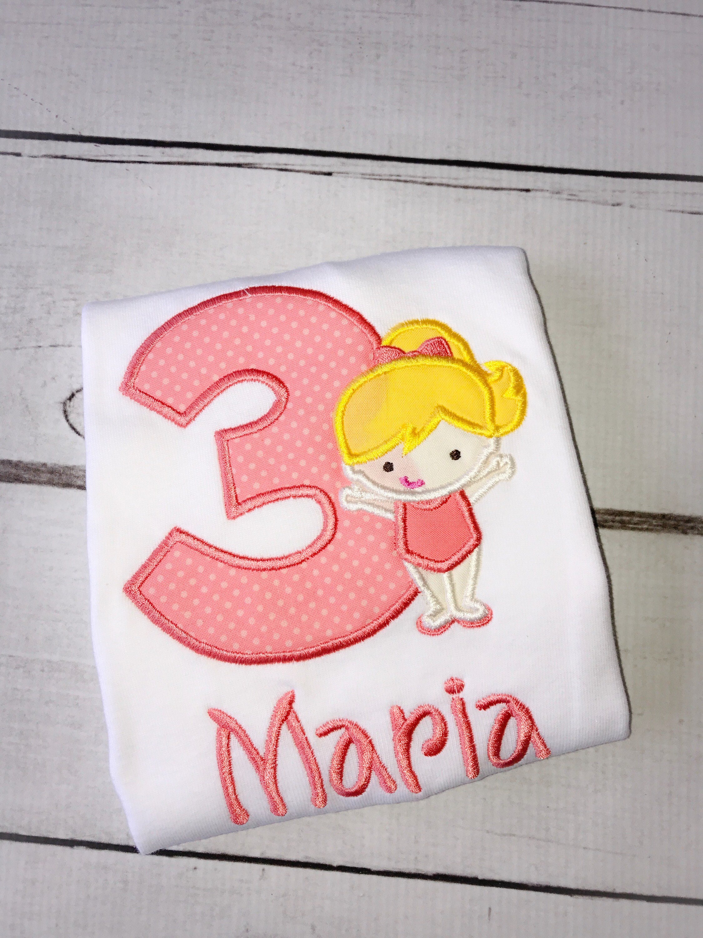 Gymnastics Birthday Shirt: Appliqued Personalized Outfit