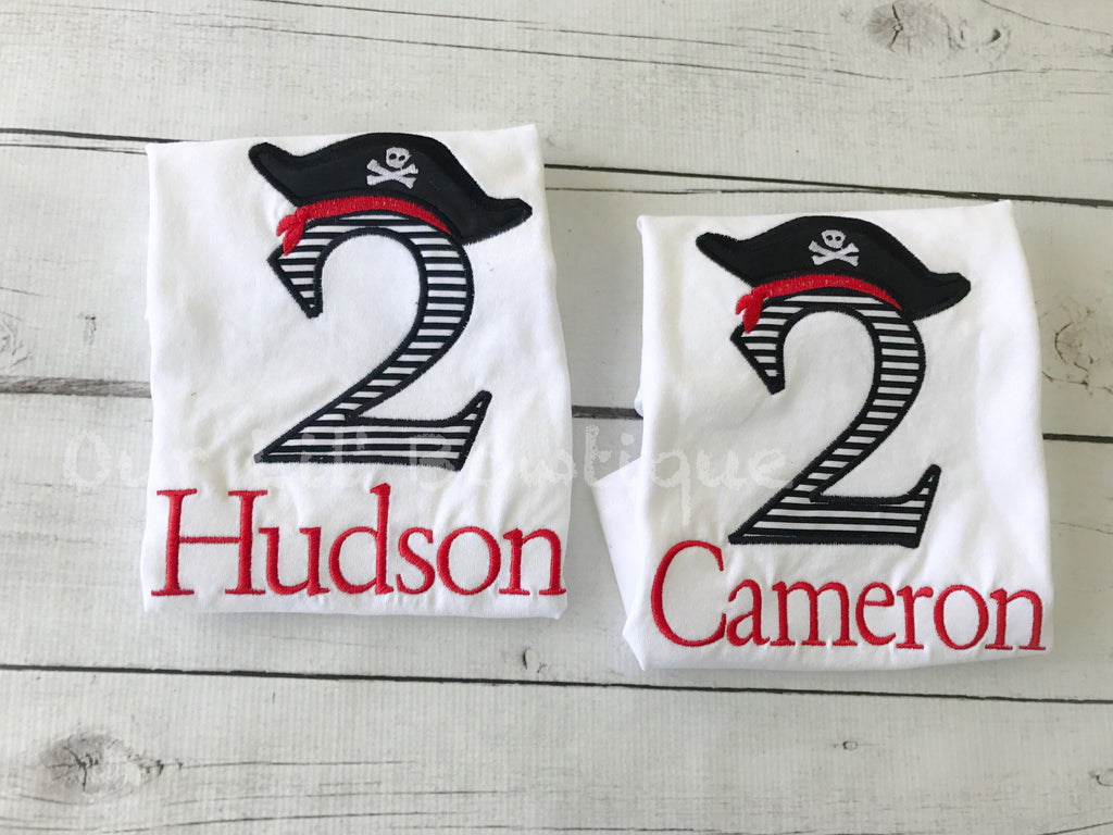 Personalized Pirate Birthday Shirt: Embroidered Number & Name