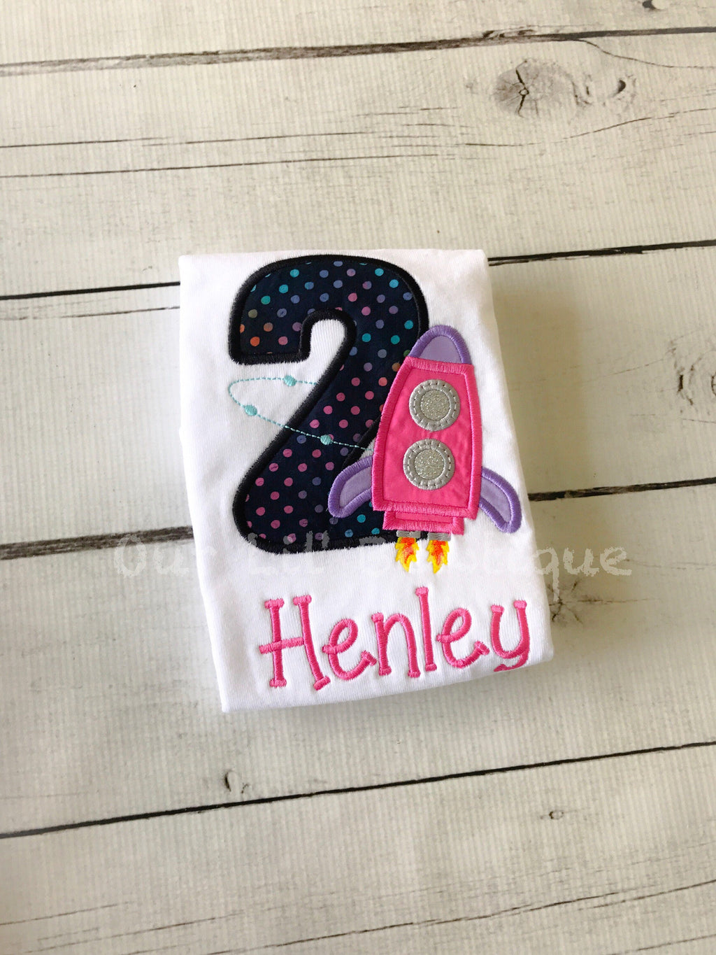 Rocket Ship Birthday Shirt: Embroidered Space Party Tee
