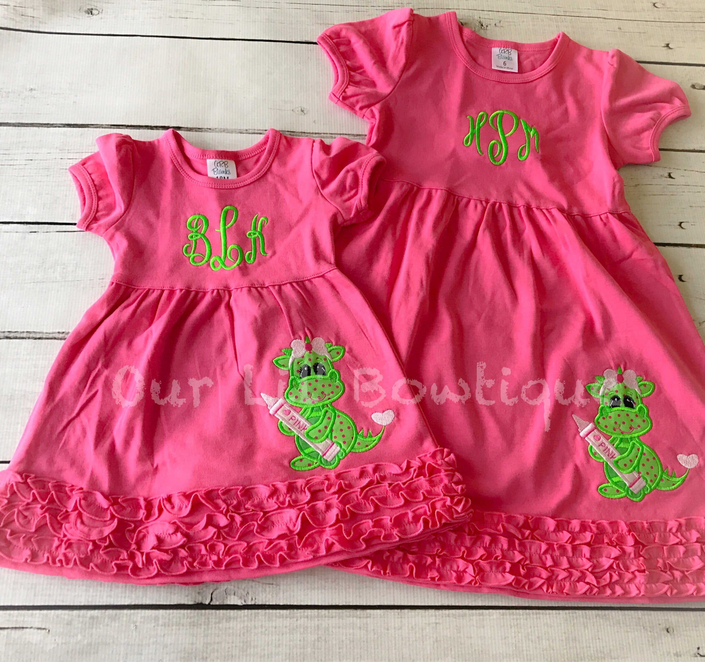 Dinosaur Dress- School Shirt - Preschool Shirt - School Supplies - Kindergarten Shirt - Girl Back to School Shirt - Personalized Shirt-Dress