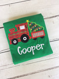 Personalized Christmas Train Applique Shirt - Boy's Holiday Tee