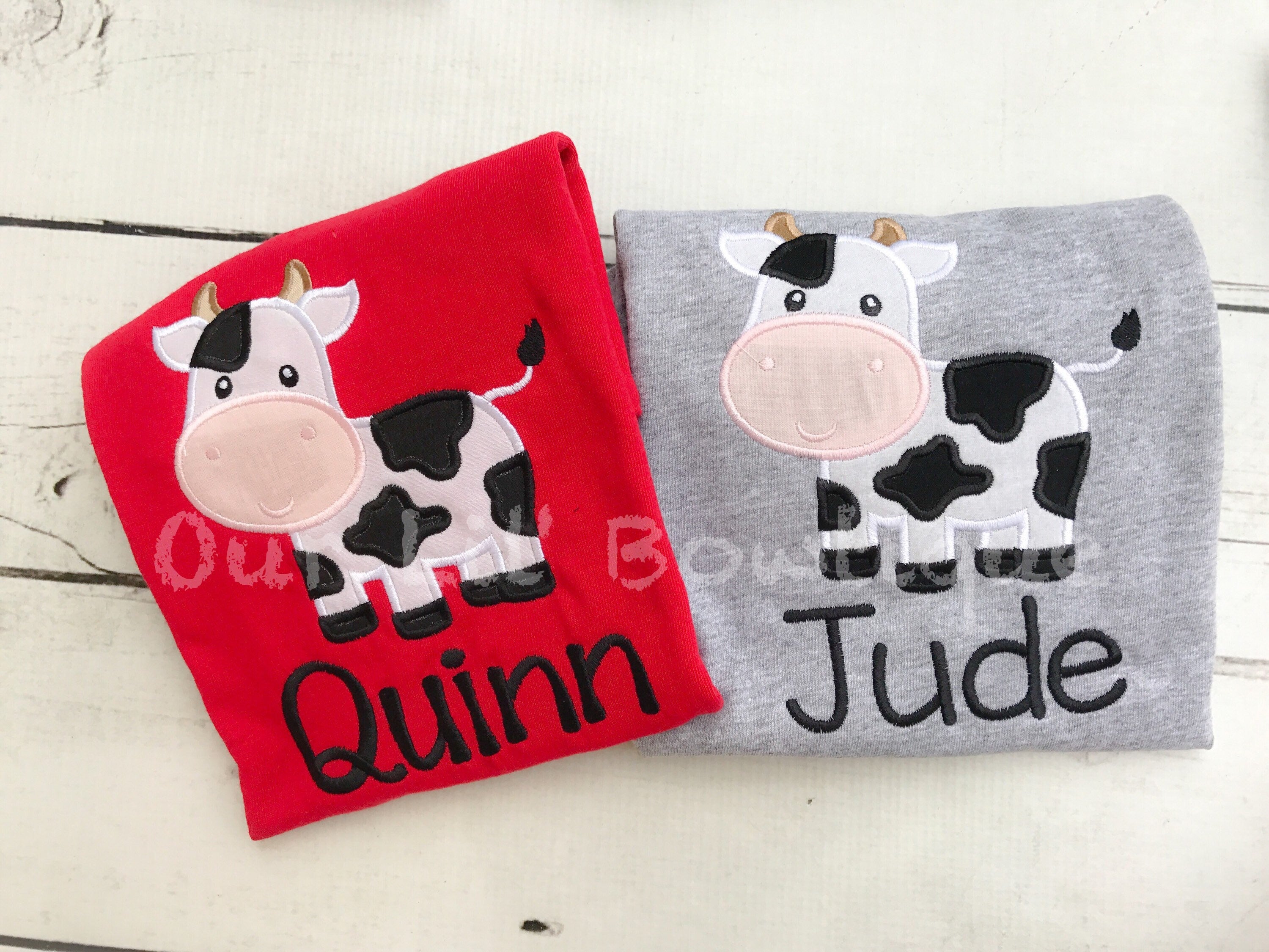 Cow Applique Shirt: Personalized Farm Birthday T-Shirt