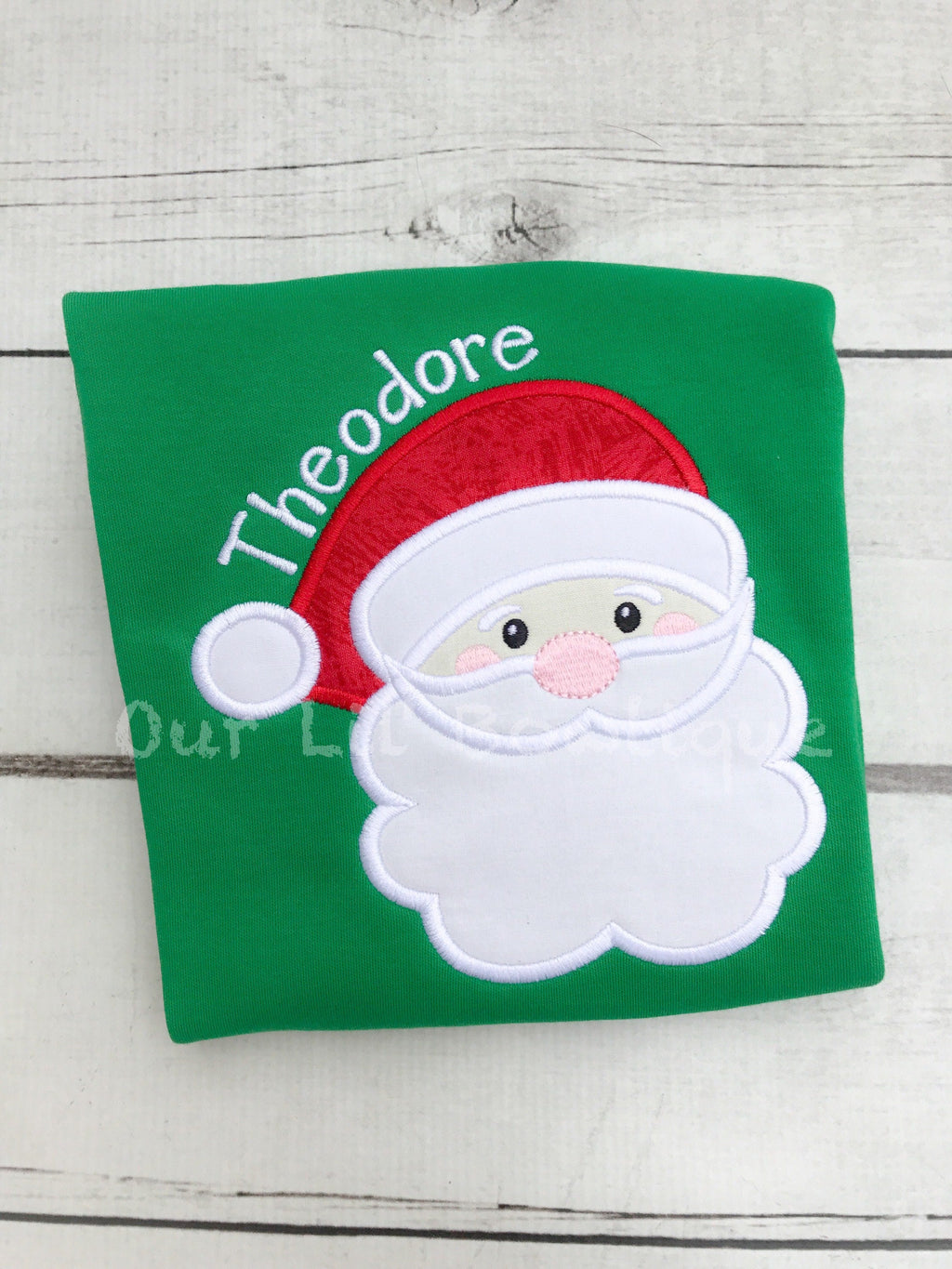 Personalized Santa Applique Christmas Shirt