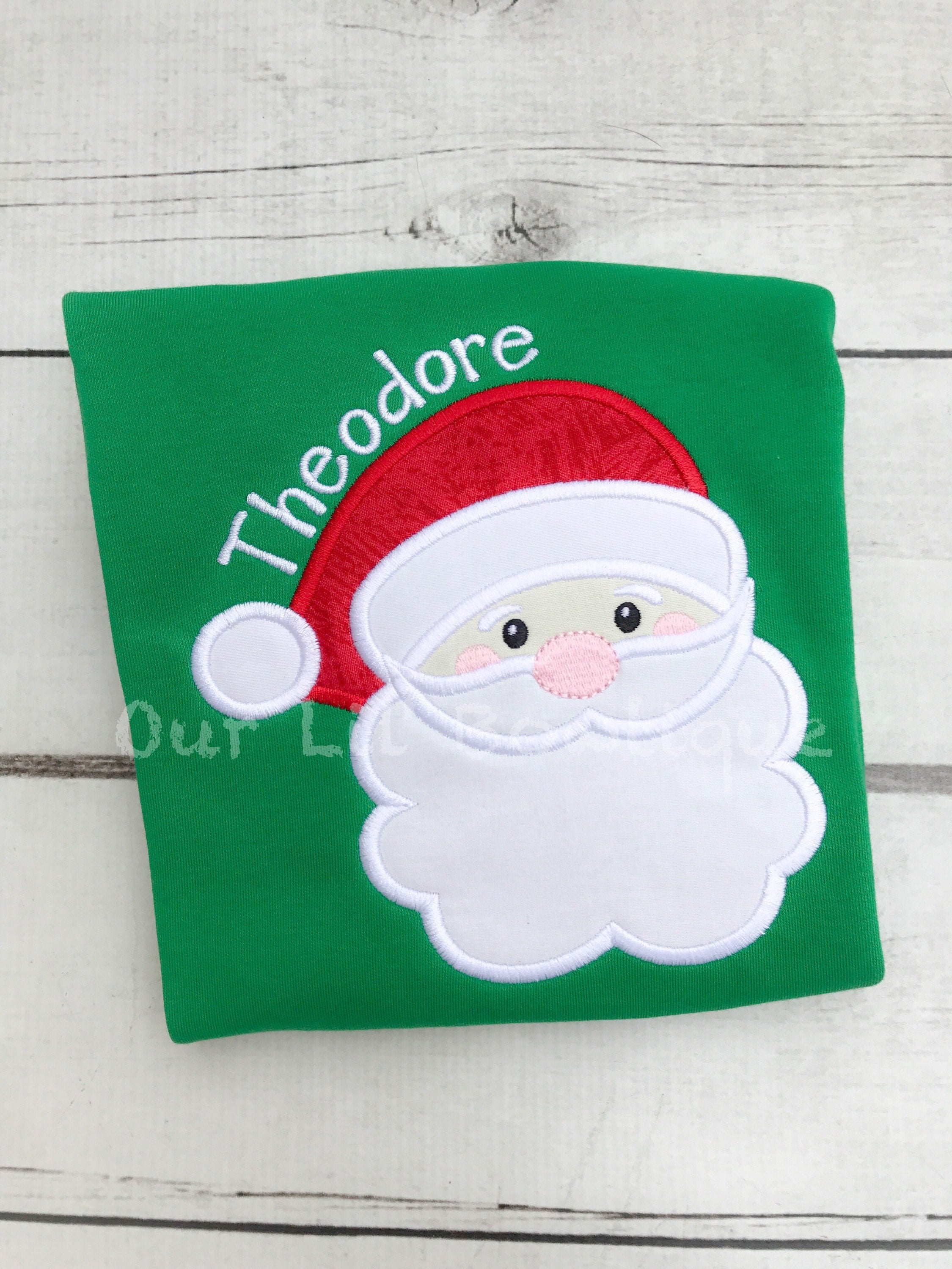 Personalized Santa Applique Christmas Shirt