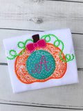 Monogram Pumpkin Appliqué Shirt - Girls Halloween Birthday Fall Shirt