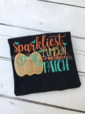 Sparkliest Pumpkin Patch Shirt: Girls Halloween Applique Shirt