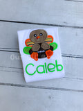 Personalized Turkey Football Shirt: Embroidered Boys Thanksgiving Tee