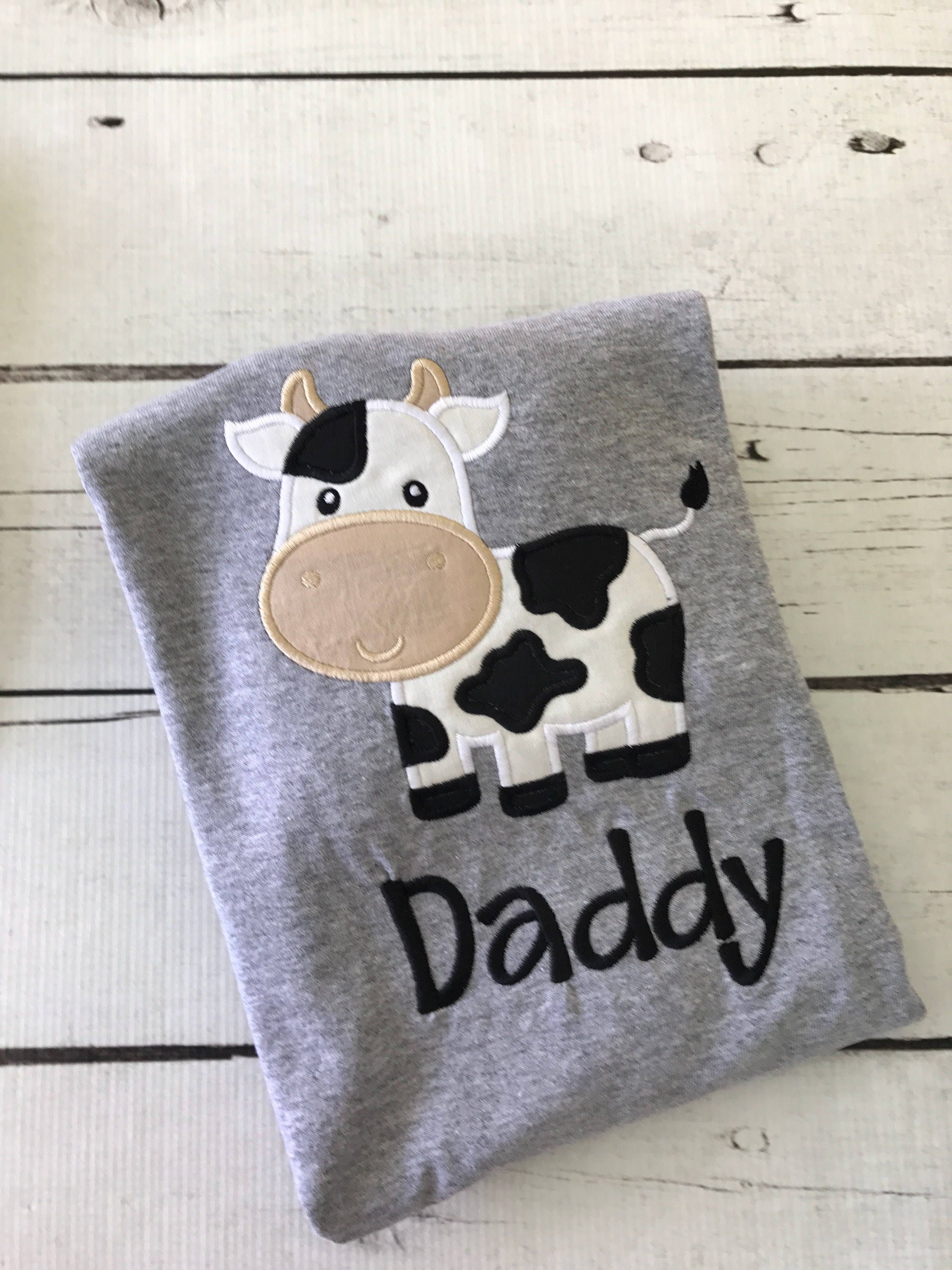 Cow Applique Shirt: Personalized Farm Birthday T-Shirt
