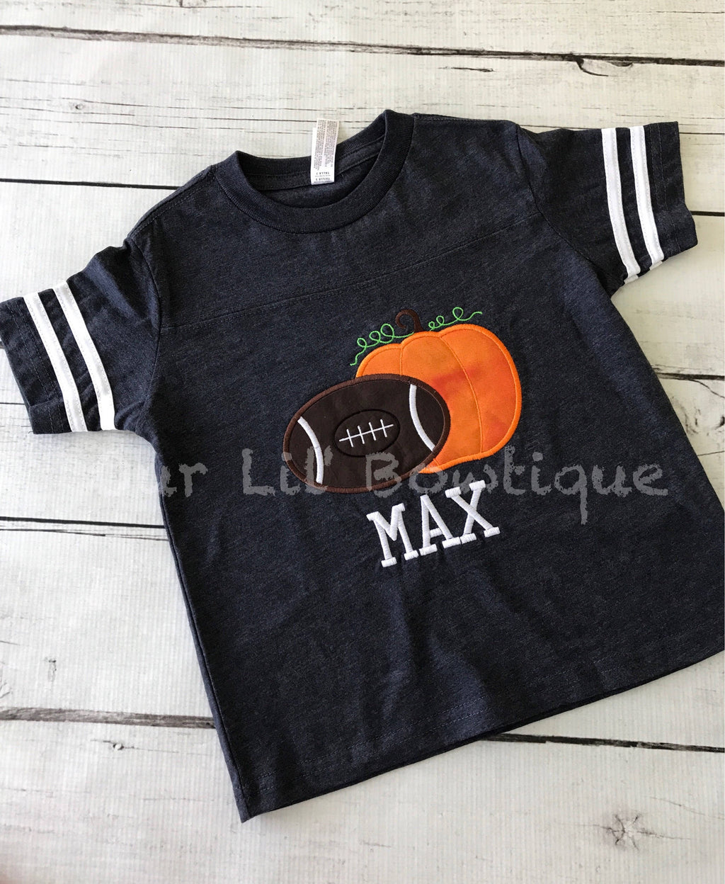 Personalized Boys Football Shirt: Embroidered Pumpkin Halloween Tee