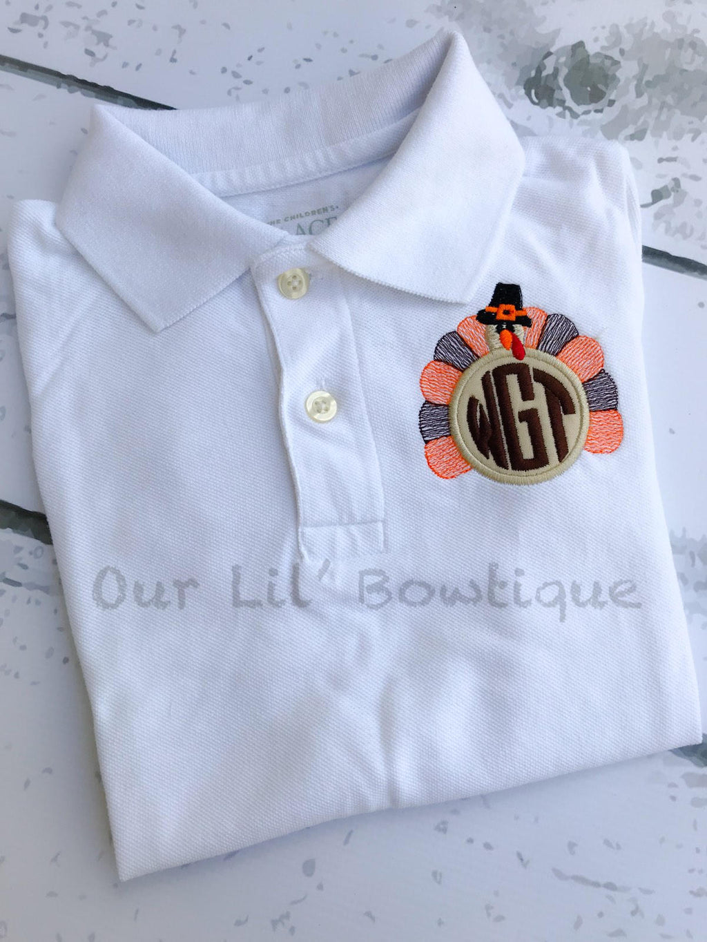 Turkey Polo - Thanksgiving Polo - Thanksgiving Turkey Polo - Turkey Monogram - Monogram - Boys Thanksgiving Shirt