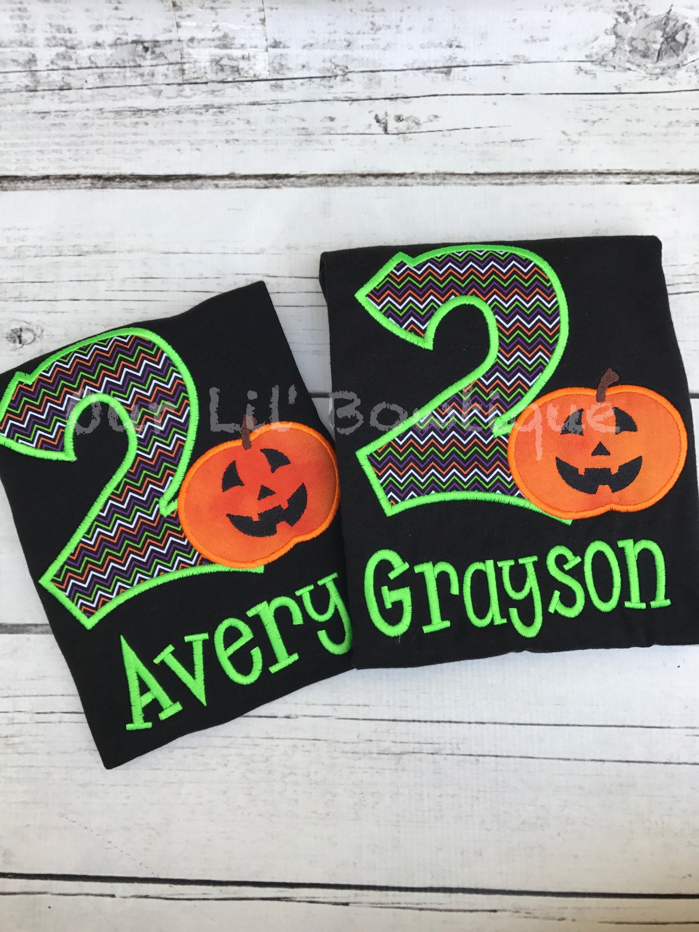 Personalized Halloween Birthday Shirt: Pumpkin Appliqué, Custom Age