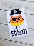 Candy Corn Pirate Applique Halloween Shirt - Personalized
