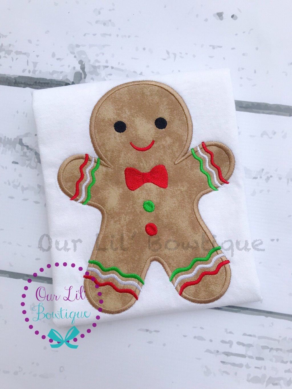 Gingerbread Christmas Applique Shirt - Personalized Holiday Outfit
