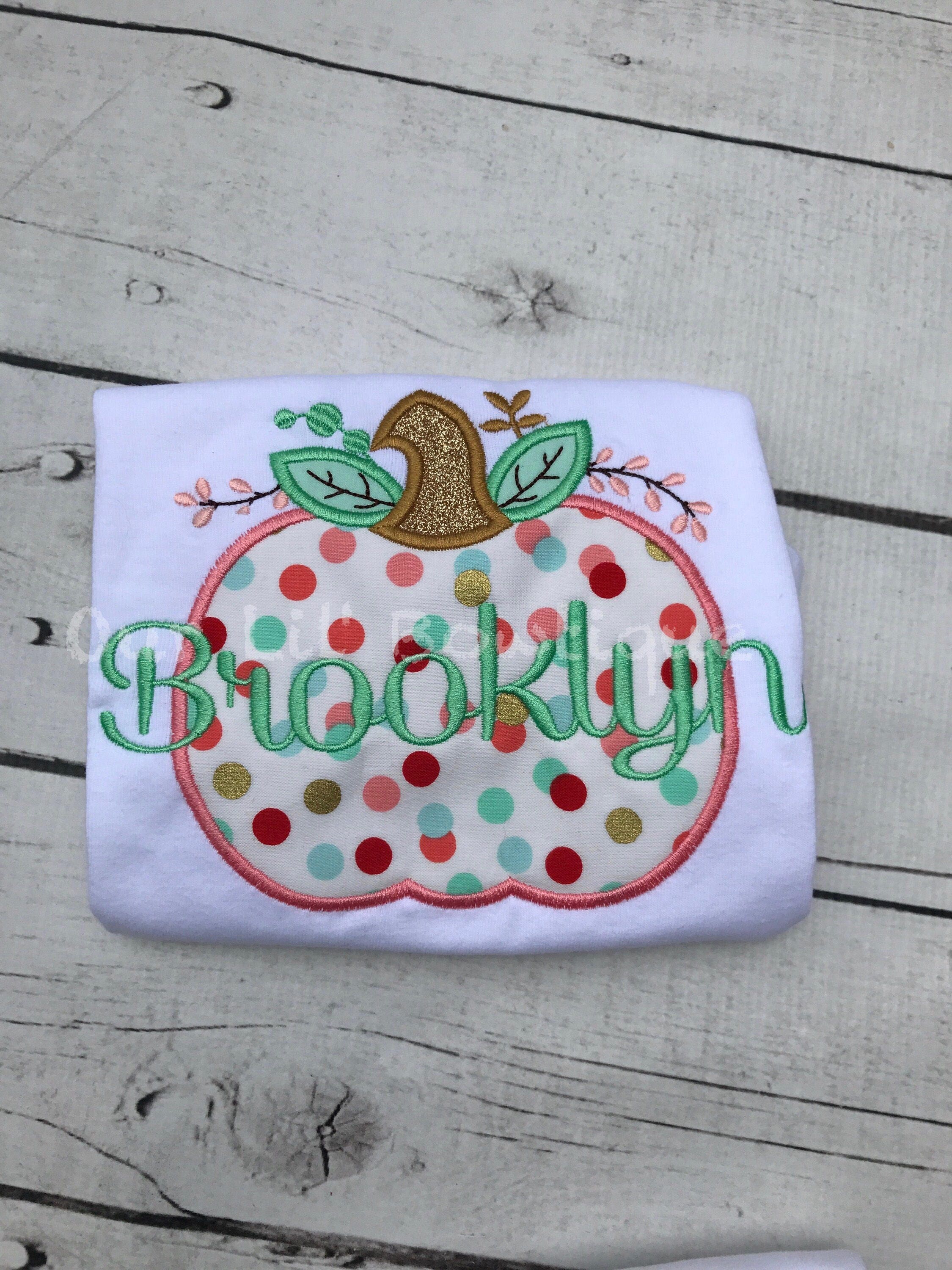 Girls Pumpkin Appliqué Shirt: Ruffle Sleeve Fall Birthday Outfit