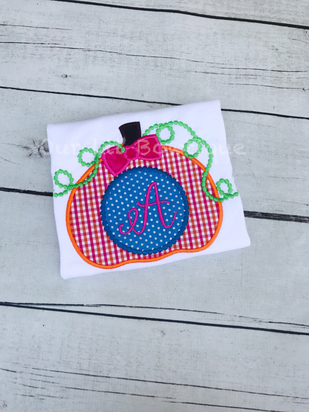 Monogram Pumpkin Appliqué Shirt - Girls Halloween Birthday Fall Shirt