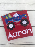 Personalized Christmas Monster Truck Shirt - Toddler Holiday Applique