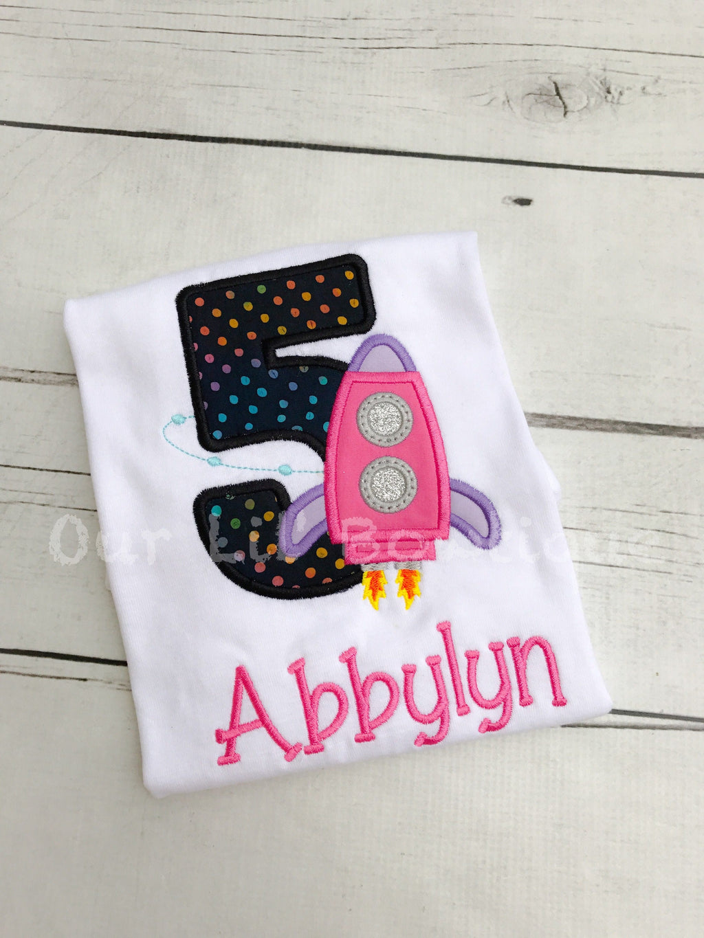 Rocket Ship Birthday Shirt: Embroidered Space Party Tee