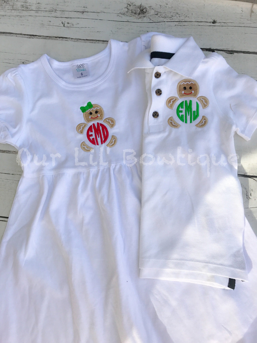 Gingerbread Christmas Applique Shirt or Dress: Monogrammed Holiday Outfit