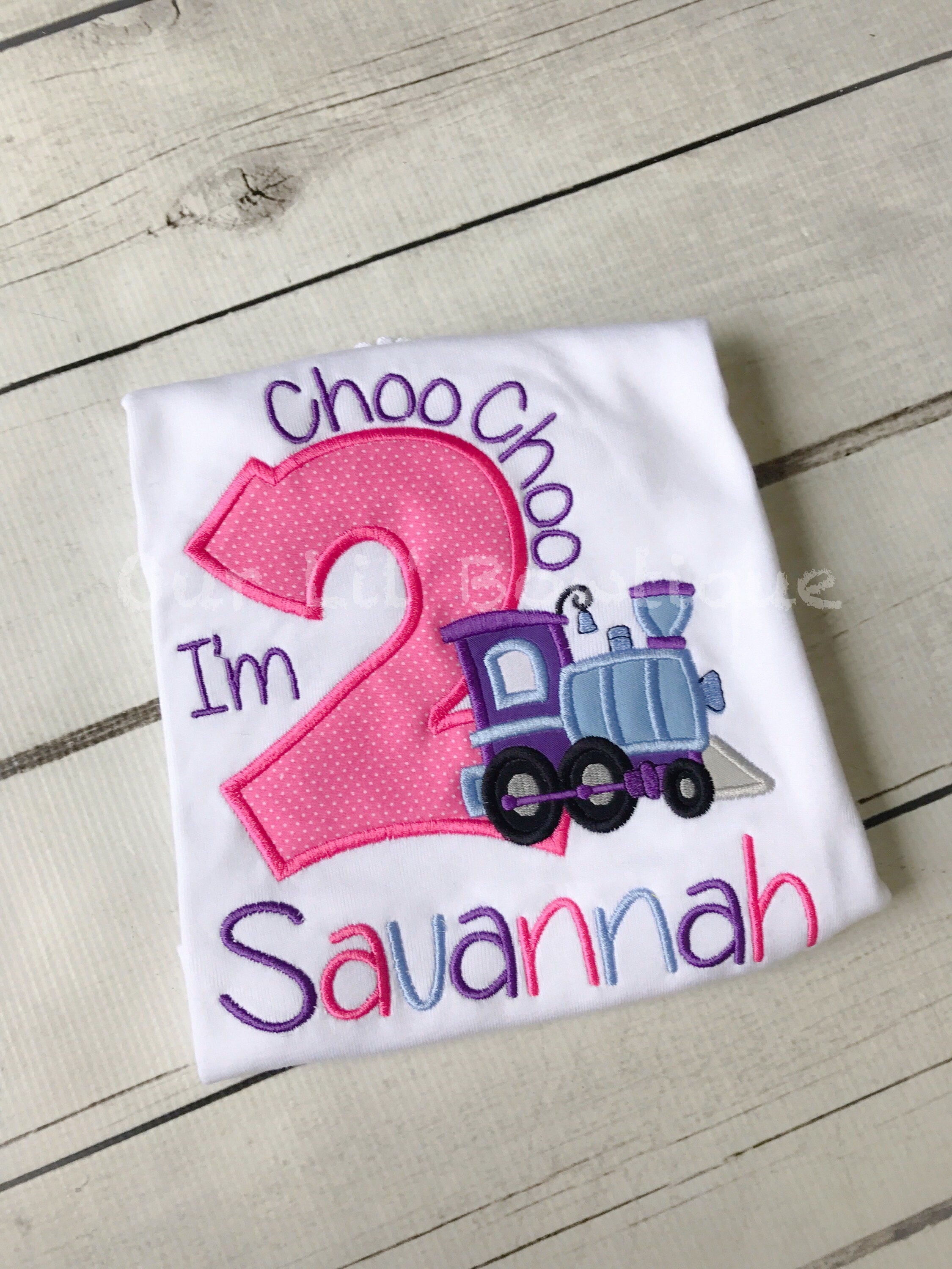 Personalized 2nd Birthday Train Applique Shirt
