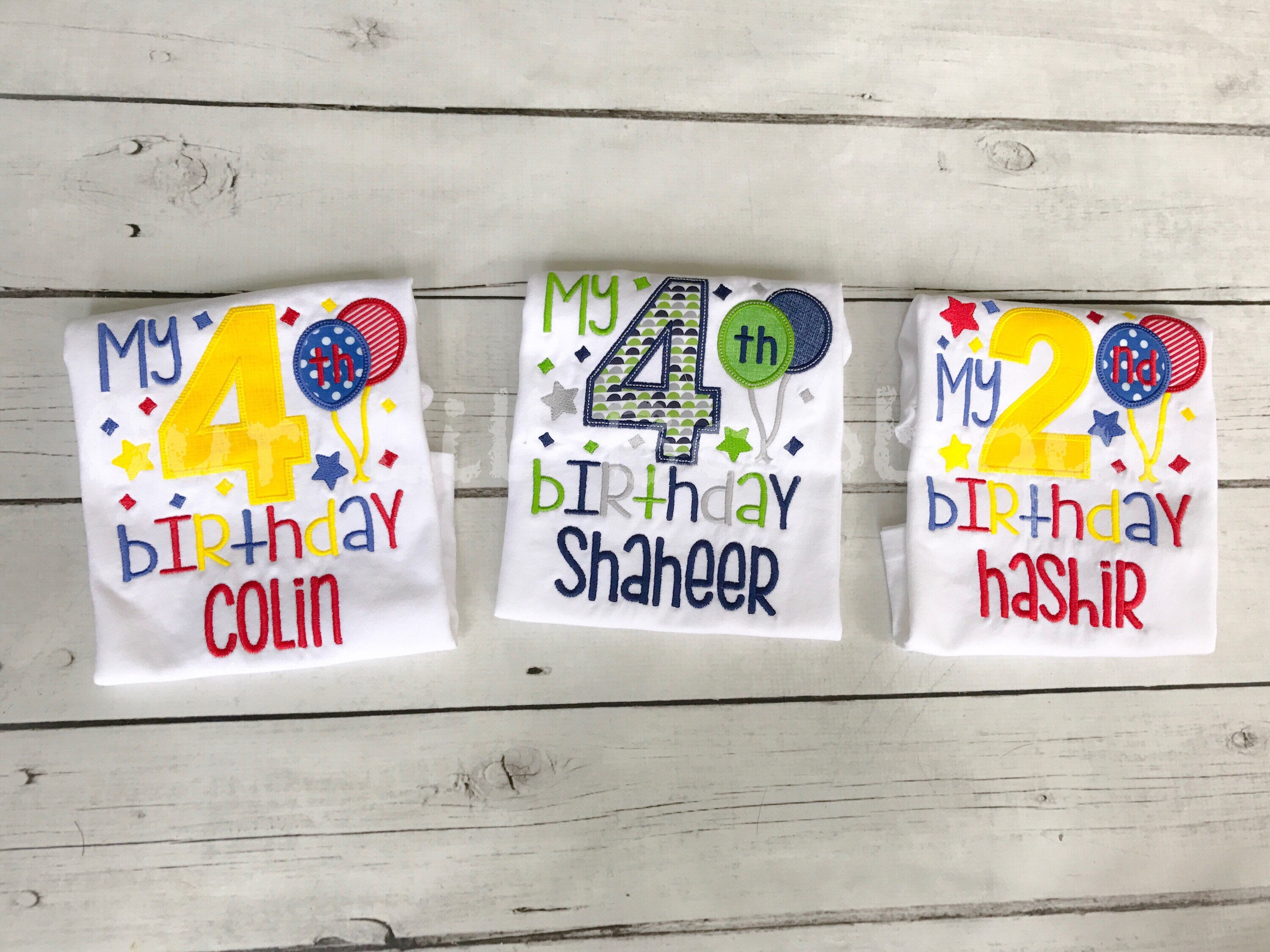 Personalized Boys Birthday Shirt: Embroidered Balloons, Custom Age