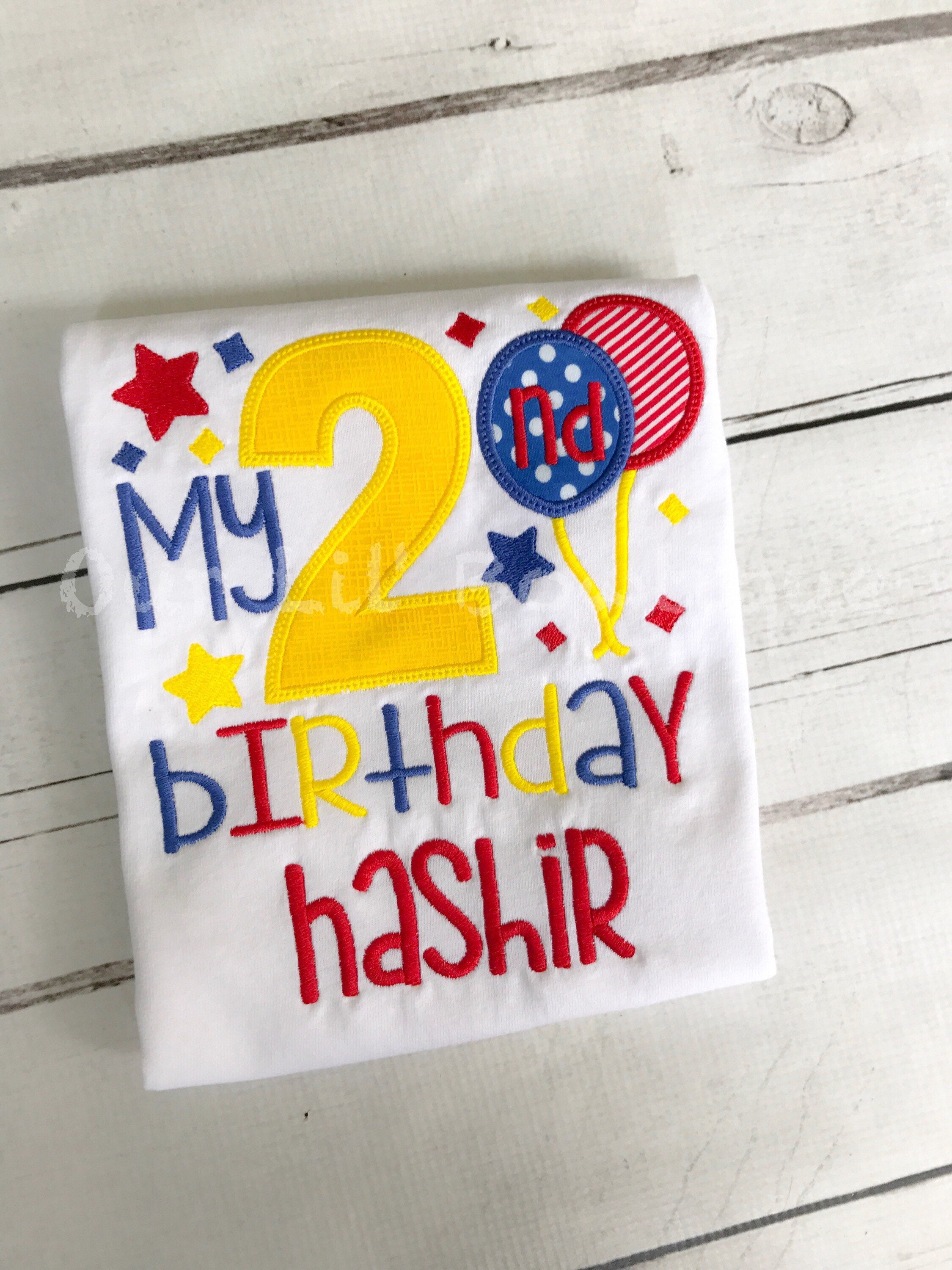 Personalized Boys Birthday Shirt: Embroidered Balloons, Custom Age