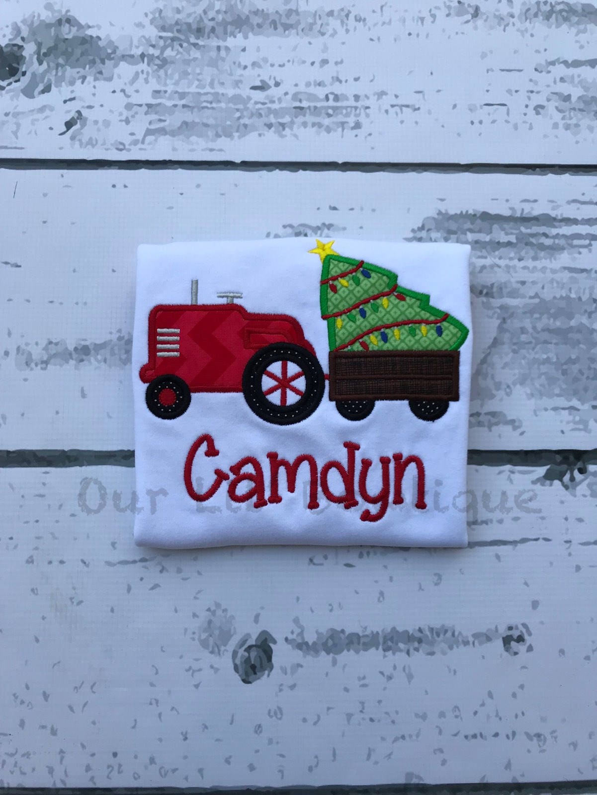 Christmas Tree Tractor - Boy's Christmas Tractor- Christmas Tree - Boy- Girl - Toddler - Infant - Baby - Personalized Shirt - Tractor