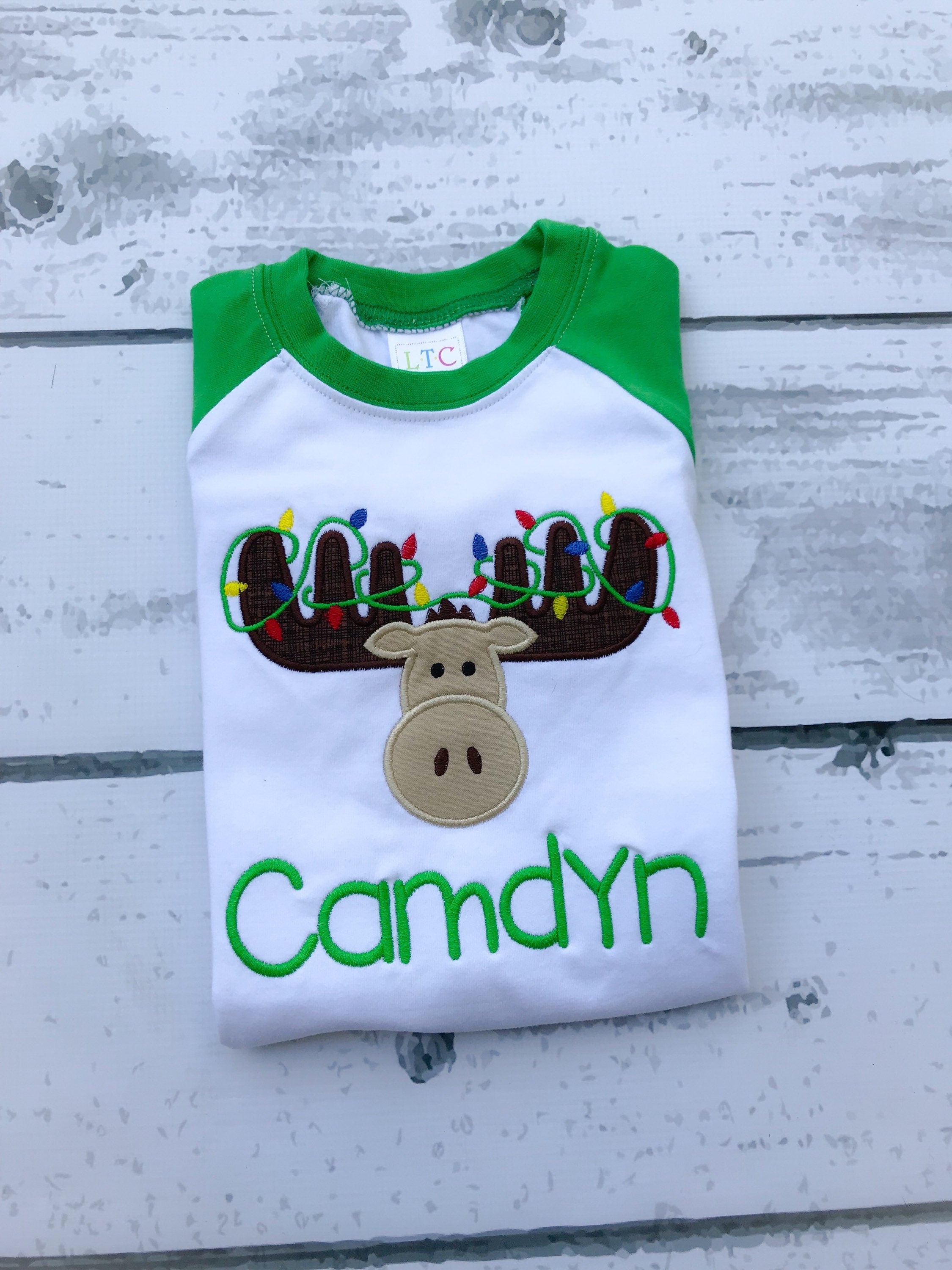 Christmas Moose Appliqué Shirt - Personalized Holiday Outfit