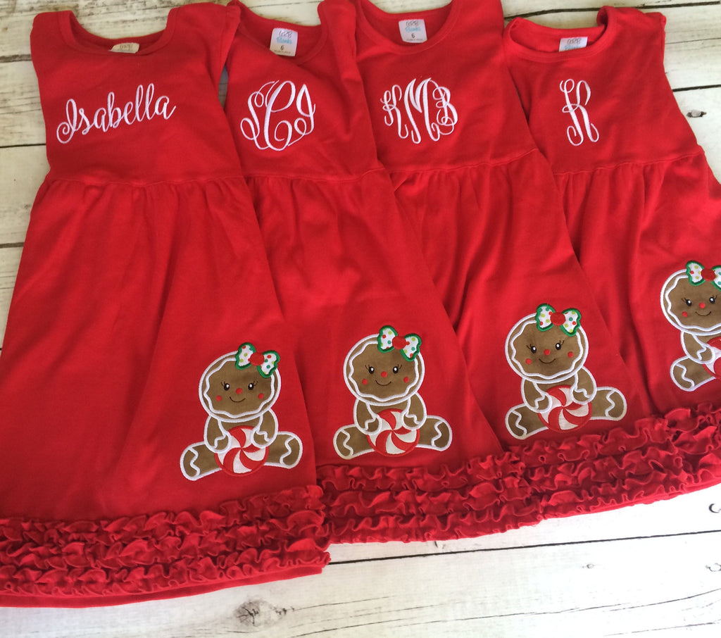 Gingerbread Christmas Shirt - Girls Christmas Dress - Gingerbread Shirt - Christmas Applique Dress - Christmas Applique Shirt - Gingerbread