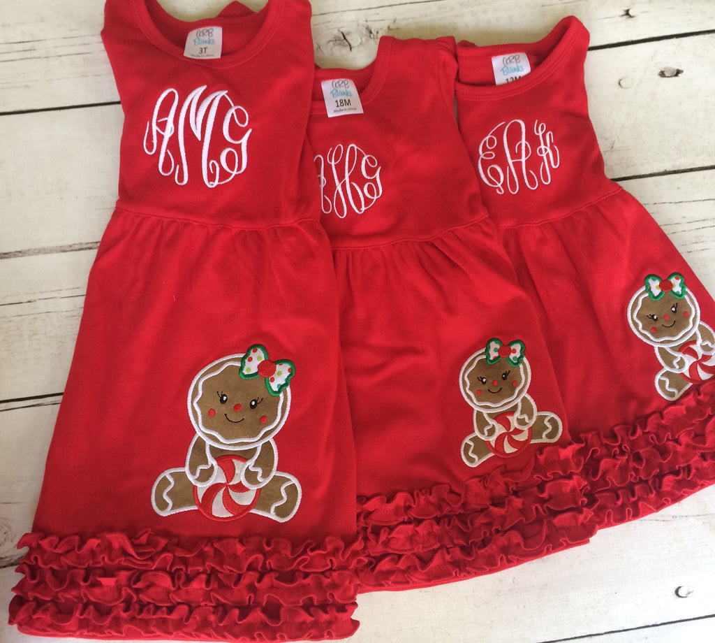 Gingerbread Christmas Shirt - Girls Christmas Dress - Gingerbread Shirt - Christmas Applique Dress - Christmas Applique Shirt - Gingerbread