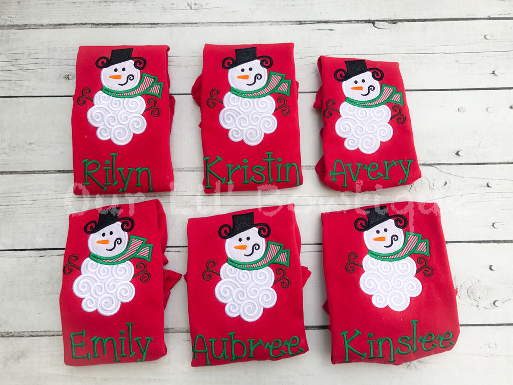 Personalized Snowman Appliqué Christmas Shirt