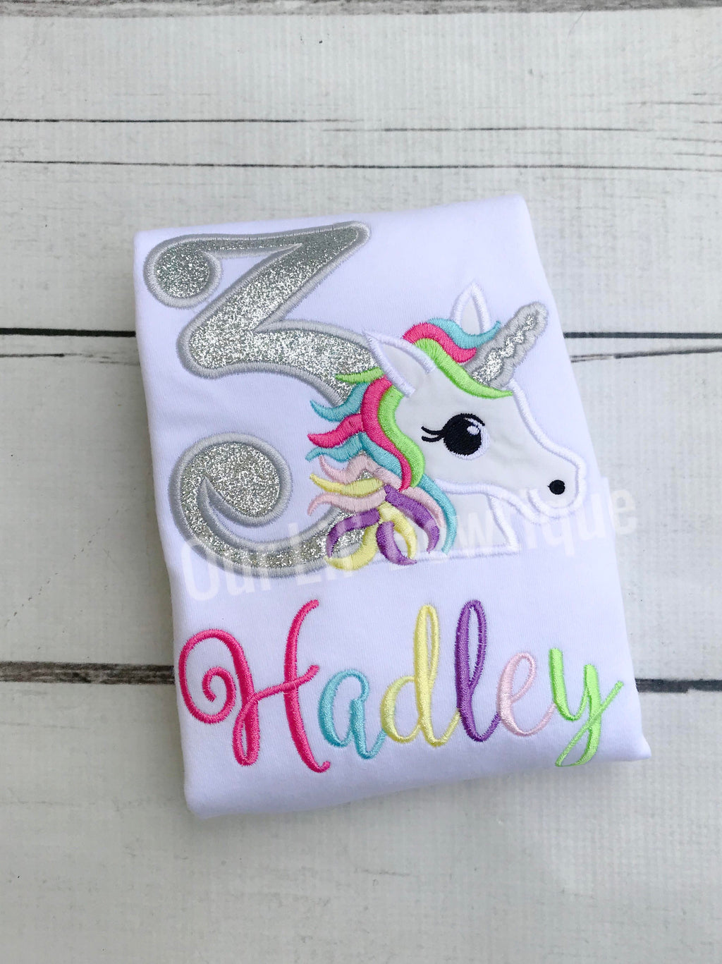 Unicorn Birthday Shirt: Personalized Girls Birthday, Silver Glitter
