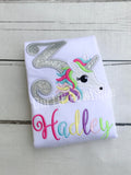 Unicorn Birthday Shirt: Personalized Girls Birthday, Silver Glitter